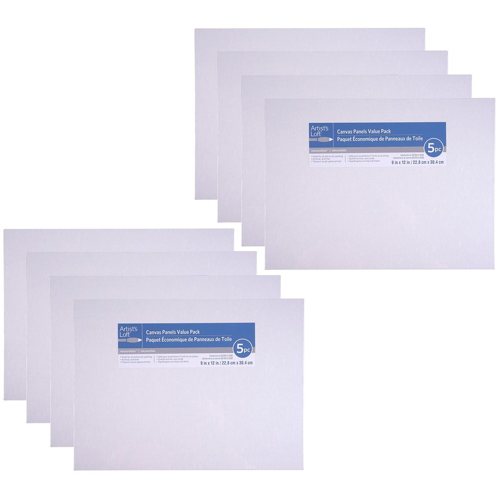8 Packs: 5 ct. (40 total) 9; x 12; Value Pack Canvas Panel by Artist's Loft Necessities