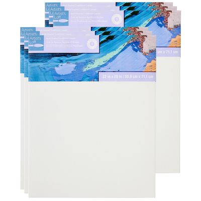 Artist's Loft 22" x 28" Level 1 Back Stapled Traditional Canvas - Acid Free Cotton Canvas for Paint, Acrylic, & Oils - Bulk 6 Packs