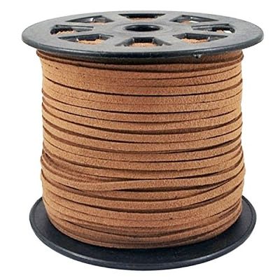 BeadsTreasure Burly Wood Faux Suede Cord Lace Leather Cord for Jewelry Making 3x1.5 mm-300 Feet.