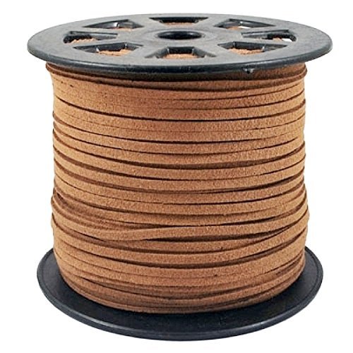 BeadsTreasure Burly Wood Faux Suede Cord Lace Leather Cord for Jewelry Making 3x1.5 mm-300 Feet.