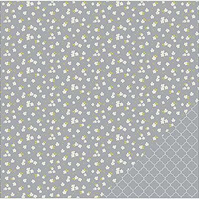 American Crafts Basics Double-Sided Cardstock 12"X12"-Gray Floral