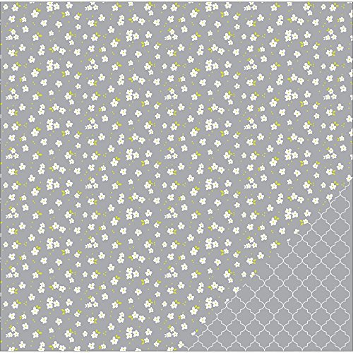 American Crafts Basics Double-Sided Cardstock 12"X12"-Gray Floral