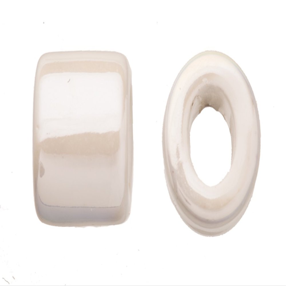 4pcs White Porcelain Slider Beads for /Licorice Leather - Oval ring Style Glaze finish 16x15.5mm/pack (3packs bundle), SAVE $2