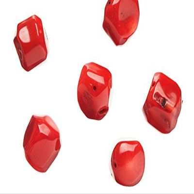 Faceted Nugget Dyed Red Coral Beads 18x16~18mm Sold per 6pcs/Pack (2packs Bundle), Save $1