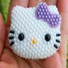 LOVEKITTY - 1 pc Large Lavender Bow 3D Cutie Pearled Kitty Face Resin Cabochon - by lovekitty view 1