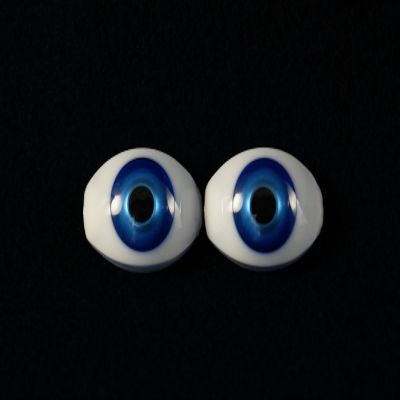 11mm Silver Blue 2pcs Glastic Realistic Doll Eyes Oval Made in Japan