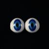 11mm Silver Blue 2pcs Glastic Realistic Doll Eyes Oval Made in Japan view 1