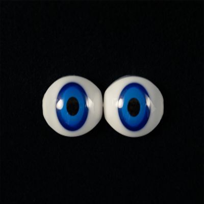11mm Blue 2pcs Glastic Realistic Doll Eyes Oval Made in Japan