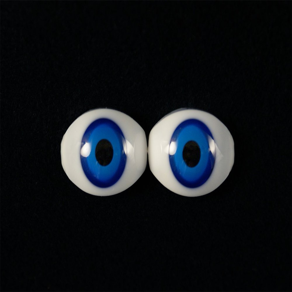 11mm Blue 2pcs Glastic Realistic Doll Eyes Oval Made in Japan