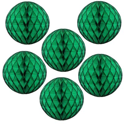 6-pack 5 Inch Dark Green Honeycomb Tissue Paper Balls