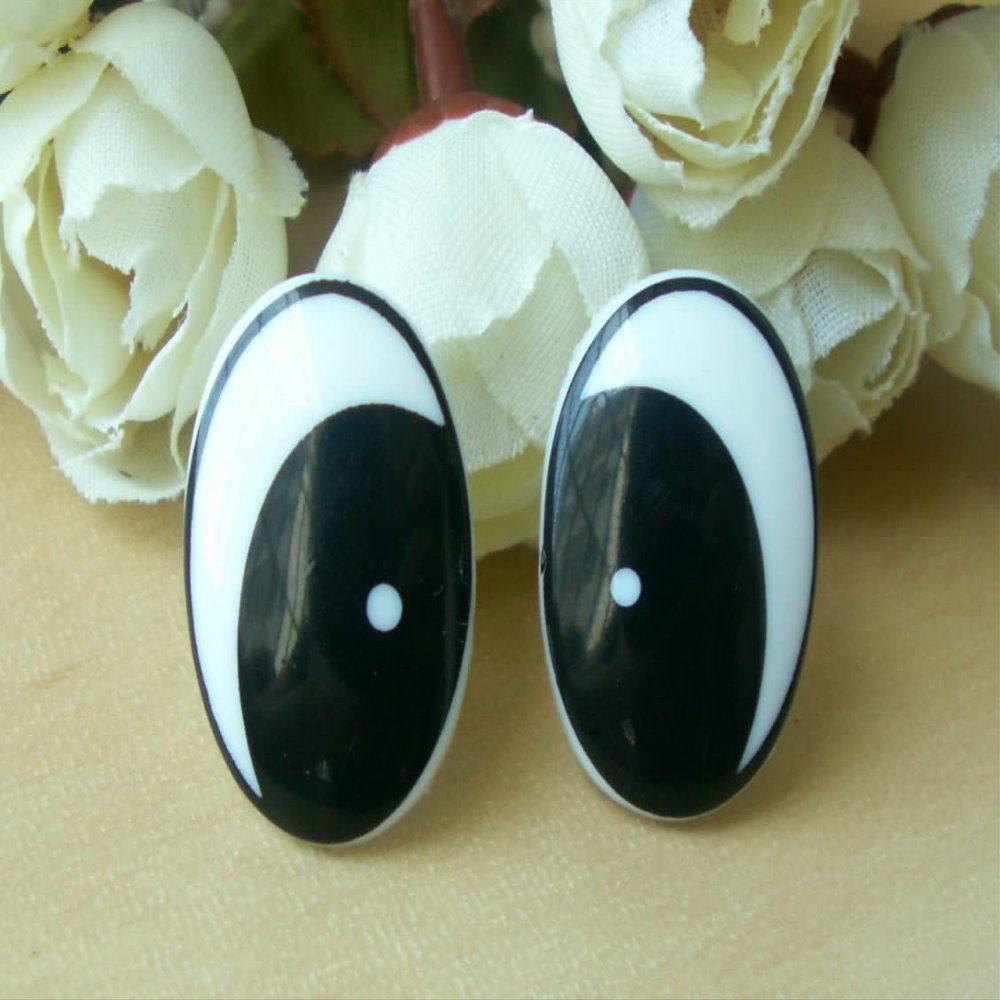 22mmx15mm (K) Black Comic Eyes/Safety Eyes/Printed Eyes - 6 Pairs