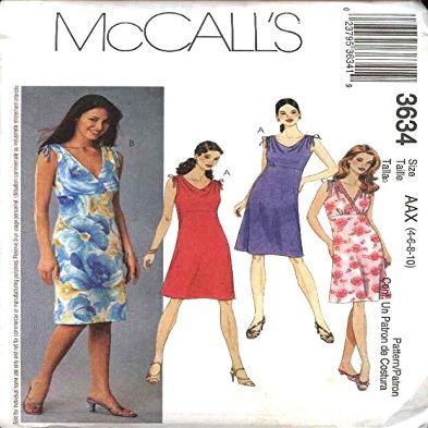 McCall's Sewing Pattern 3634 Misses Size 4-10 Bias Raised Waist Empire Sleeveless Summer Dresses