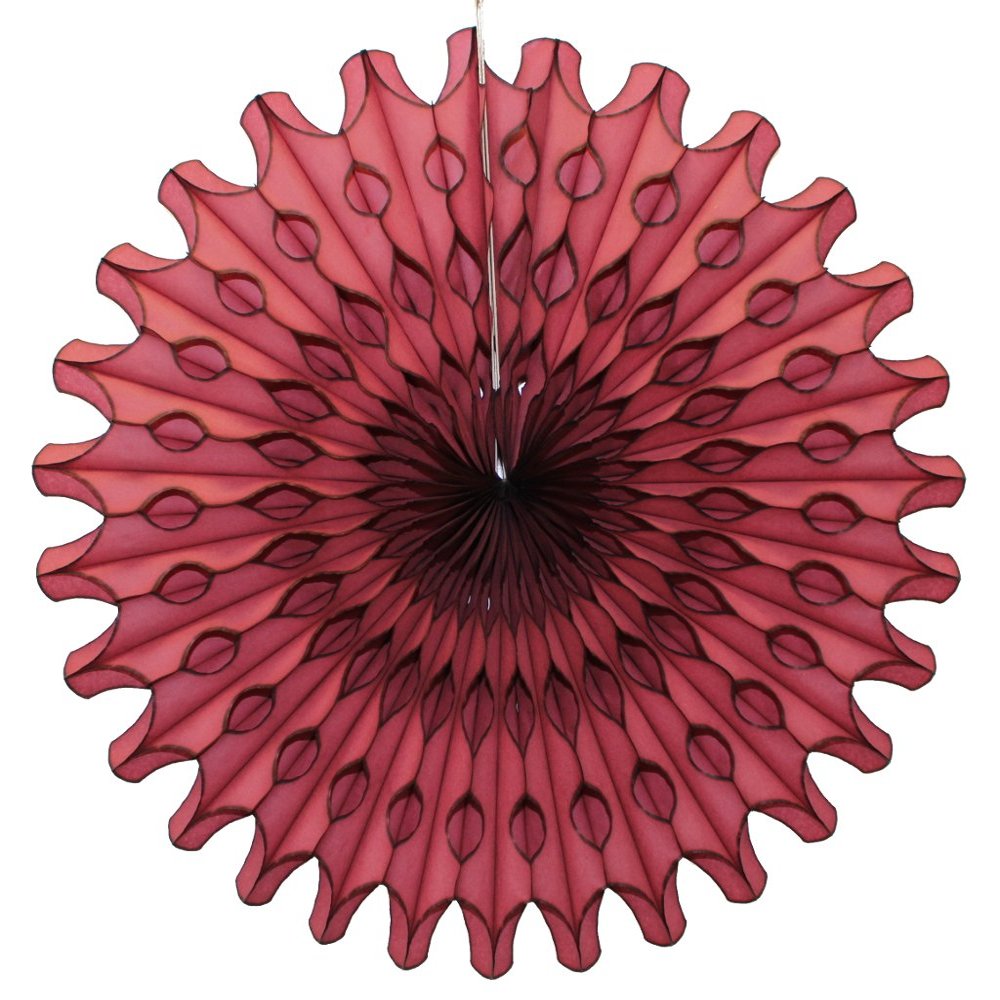 Devra Party 3-Pack 18 Inch Large Honeycomb Tissue Paper Fan (Maroon)