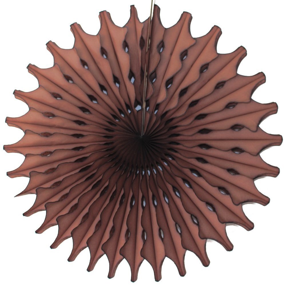 Devra Party 3-Pack 18 Inch Large Honeycomb Tissue Paper Fan (Brown)