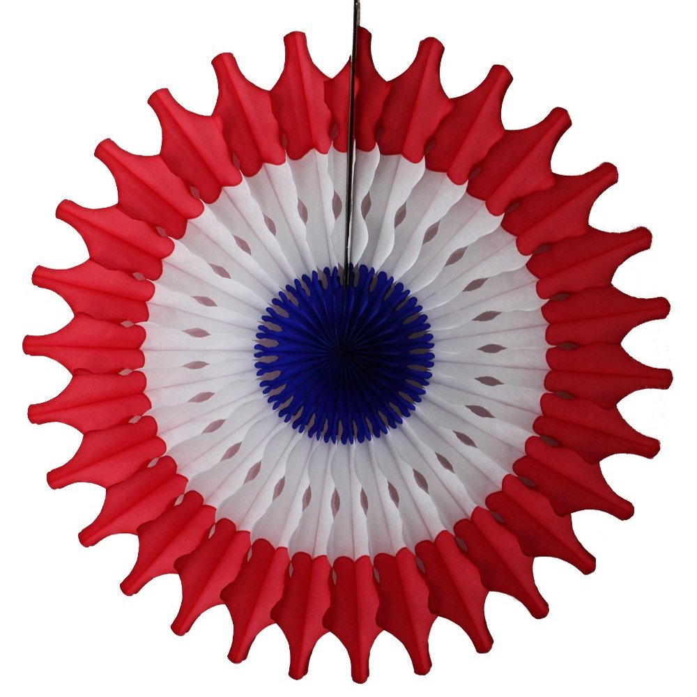 Devra Party 6-Pack 18 Inch Honeycomb Tissue Paper Fan (Red/White/Blue)