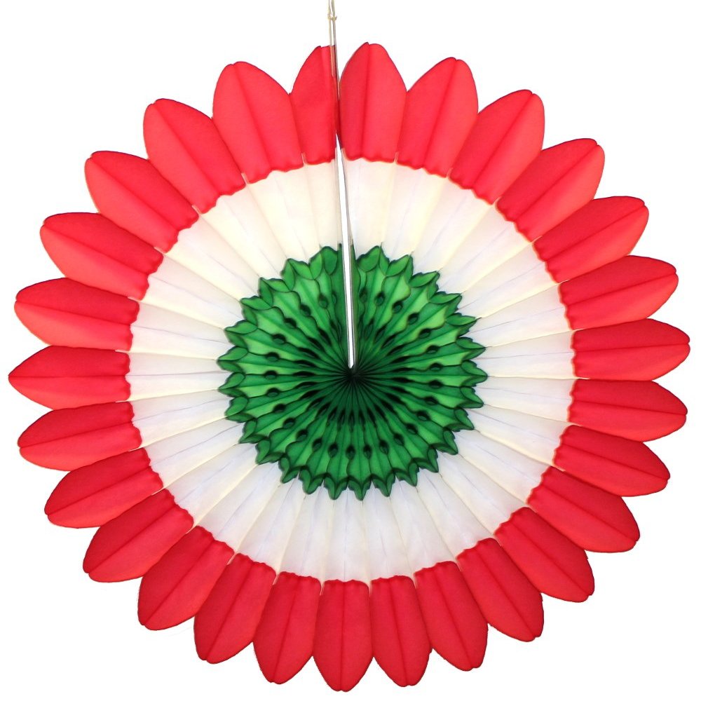 6-Pack Red, White, and Green 18 Inch Tissue Paper Fanburst (Christmas Theme)