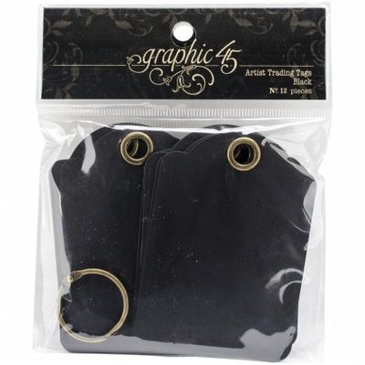 Graphic 45 Staples Artist Trading Tag Album 3.5"X2.5"-Black