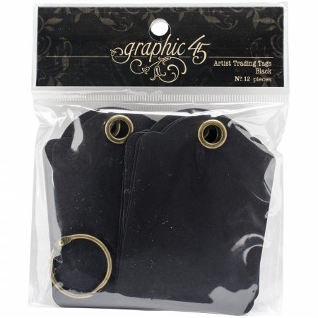 Graphic 45 Staples Artist Trading Tag Album 3.5"X2.5"-Black