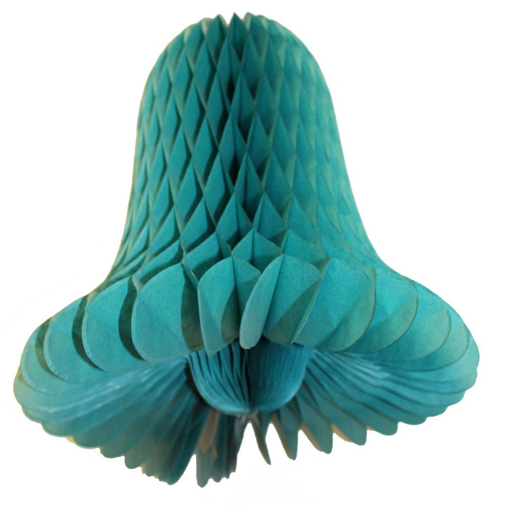 6-Pack 11 Inch Teal Green Honeycomb Tissue Paper Bell Decoration
