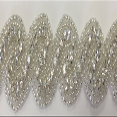 Max BLING Hot Fix - Iron On - Sew On AB Crystal Rhinestone Trim with Silver Beads - RT1571AV