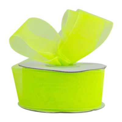 Ribbon Bazaar Plain Sheer Organza 3/8" Citrus 25yd 100% Nylon Ribbon