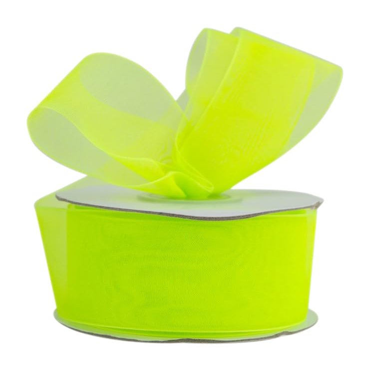 Ribbon Bazaar Plain Sheer Organza 3/8" Citrus 25yd 100% Nylon Ribbon