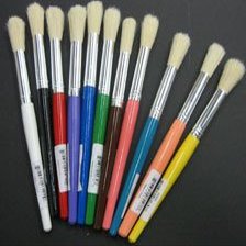 Art Supplies 402048 Stubby Brushes with Handles - Turquoise