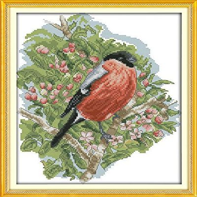 Happy Forever Cross Stitch Animal bird, bullfinch 2
