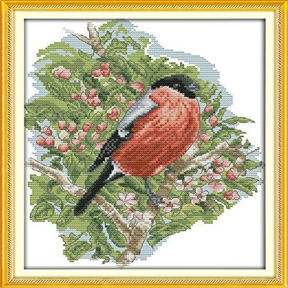 Happy Forever Cross Stitch Animal bird, bullfinch 2