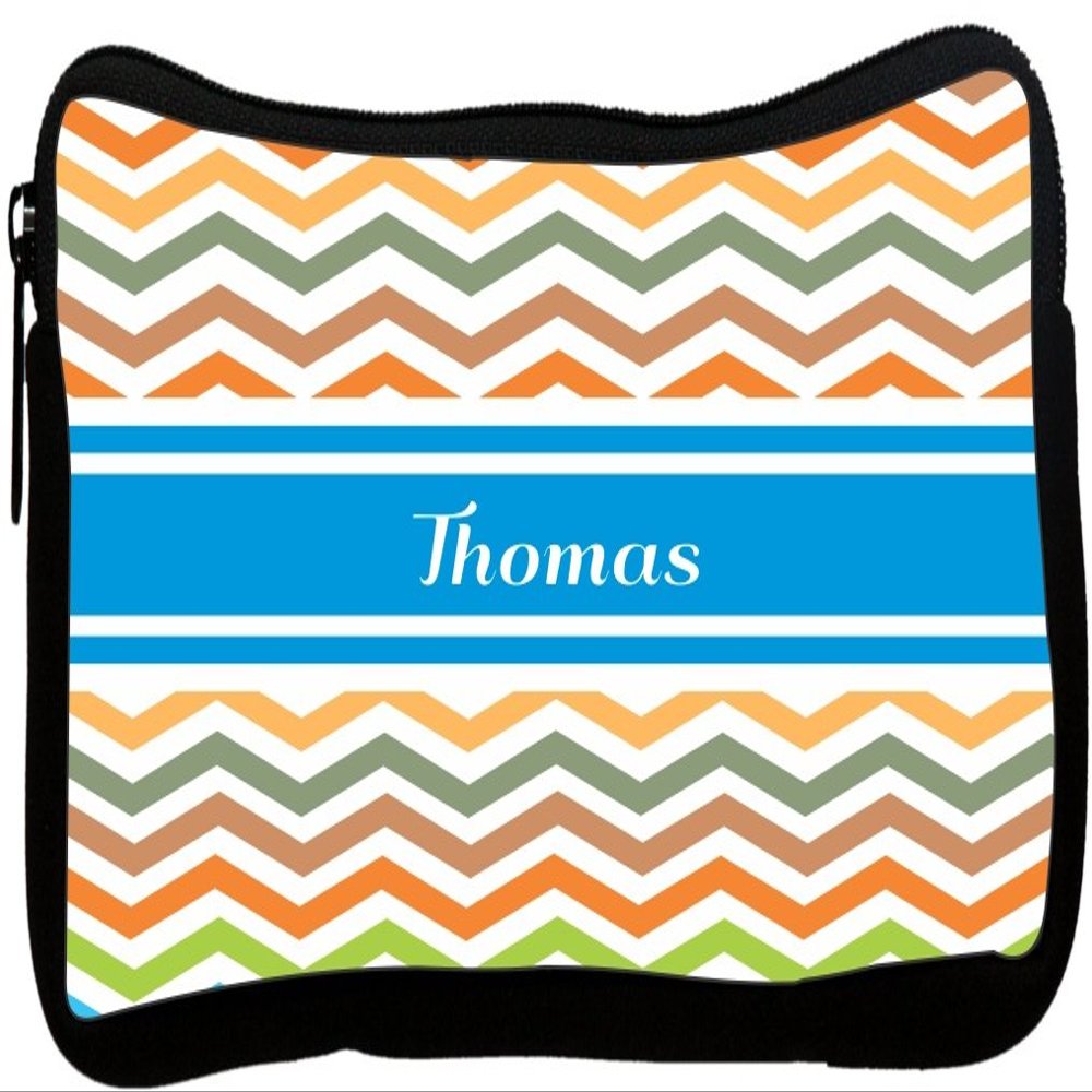 Rikki Knight Thomas Blue Chevron Name Neoprene Pencil Case (dky-Neo-pc5839)