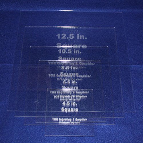 Quilting Template - 5 Piece Half Size Square Set - 1/8 Inch Thick