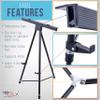U.S. Art Supply 70" High Boardroom XL Black Aluminum Flip Chart Easel & Presentation Stand - Adjustable Floor/Tabletop, Portable Tripod, Holds 45 lbs, for Chart Paper, Poster Boards, & Pads view 3