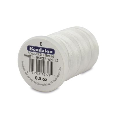 Beadalon Silk Thread Beading Thread | Bracelet String & Jewelry Cord for Beads | White | Size E 0.5 oz 600 ft