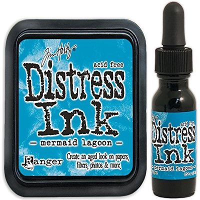 Tim Holtz Ranger Distress 2015 Color of the Month Ink Pad and Reinker Bundle - 2 Items (March - Mermaid Lagoon)