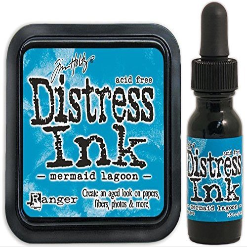 Tim Holtz Ranger Distress 2015 Color of the Month Ink Pad and Reinker Bundle - 2 Items (March - Mermaid Lagoon)