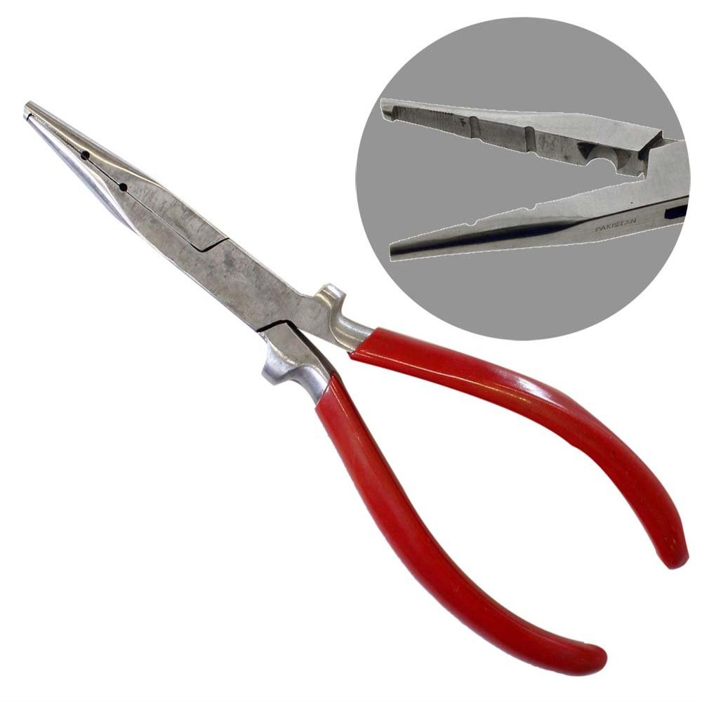JEWEL TOOL 7.5" (19 cm) Serrated-Hooked Grip Edge Pliers - S89-08959-86 | 3 Tools in One | Forged Steel with Red PVC Handles