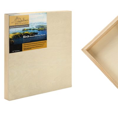 Da Vinci Pro Birch Wood Panel 7/8" Deep 6x6 Single Panel - Fine Textured, Warp Resistant, Lightweight & Rigid Perfect for Mounting Sanded Pastel or Watercolor Paper, Linen or Canvas