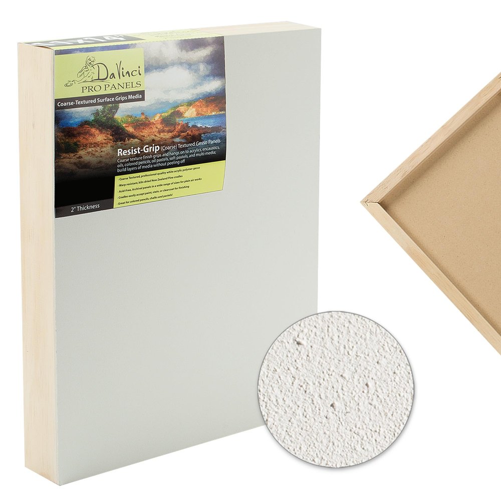 Da Vinci Pro Resist-Grip Coarse Textured Gesso Board, 4x12, 2" Depth Art Boards for Painting, White Acrylic Polymer with Quartz Sand, Warp-Resistant Cradled and Sealed MDF Panel