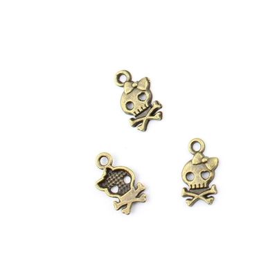 Qty 20 Pieces Jewelry Making Charms Findings Supplies Repair Craft Antique Bronze CT2642 Skull Head