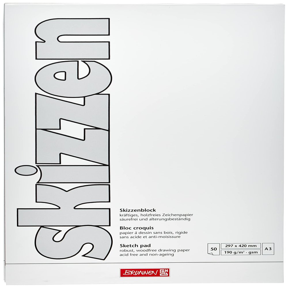 3 x Brunnen Sketch Pads, A3, 190 g, 50 Sheets