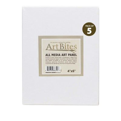 Creative Mark ArtBites Canvas Textured Boards 5-Pack - 2.3mm Stock Board Mounted Mini Canvases for Painting, Sketching, Printing & More! - 4x6