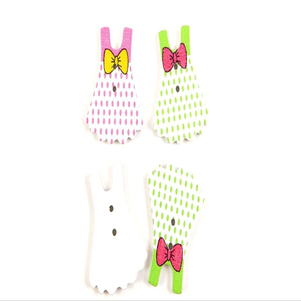 10 PCS Sewing Notions Supplies Fasteners Buttons Sew On 00428 Bowtie Skirt Wooden Clothing Decoration Handmade Scrapbook Boutons