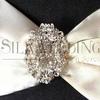 White Silk Pocket Folio with Shimmering Gold and Silver Clasps view 2