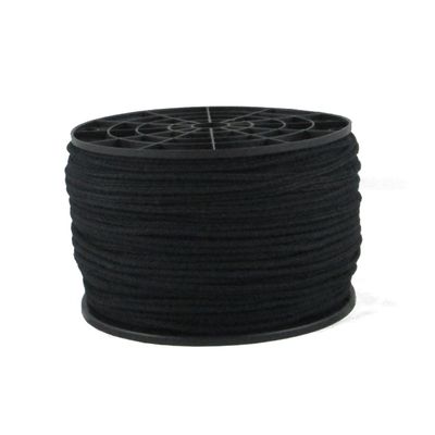 QNR 1/8" Black Cotton Tie Line Rope, Theater Stage Cord, 600 ft Spool, Reinforced Low Stretch Unglazed