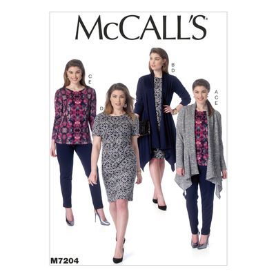 McCall's Patterns M7204 Women's Jacket, Top, Dress and Pants Sewing Template, KK (26W-28W-30W-32W)