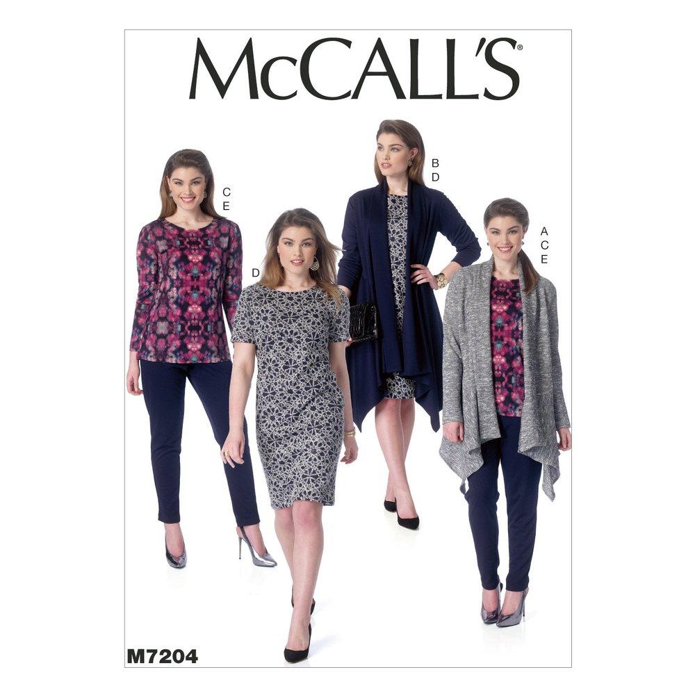 McCall's Patterns M7204 Women's Jacket, Top, Dress and Pants Sewing Template, KK (26W-28W-30W-32W)