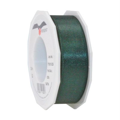 PRSENT C.E. Pattberg Satin Pine Green Gift Ribbon, 27 Yards for Wrapping Gifts, 0.59 inches Width, Ribbon for Decorating & Crafting, Decorative Ribbon for Gifts, for Every Occasion