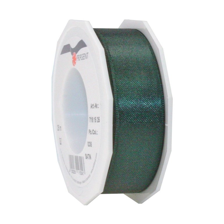 PRSENT C.E. Pattberg Satin Pine Green Gift Ribbon, 27 Yards for Wrapping Gifts, 0.59 inches Width, Ribbon for Decorating & Crafting, Decorative Ribbon for Gifts, for Every Occasion
