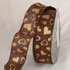 Brown and Metallic Gold Valentine Day Wired Craft Ribbon 1.5" x 40 Yards view 1