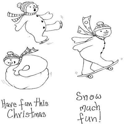 Crafty Impressions Sporty Snowmen Clear Stamp, Transparent